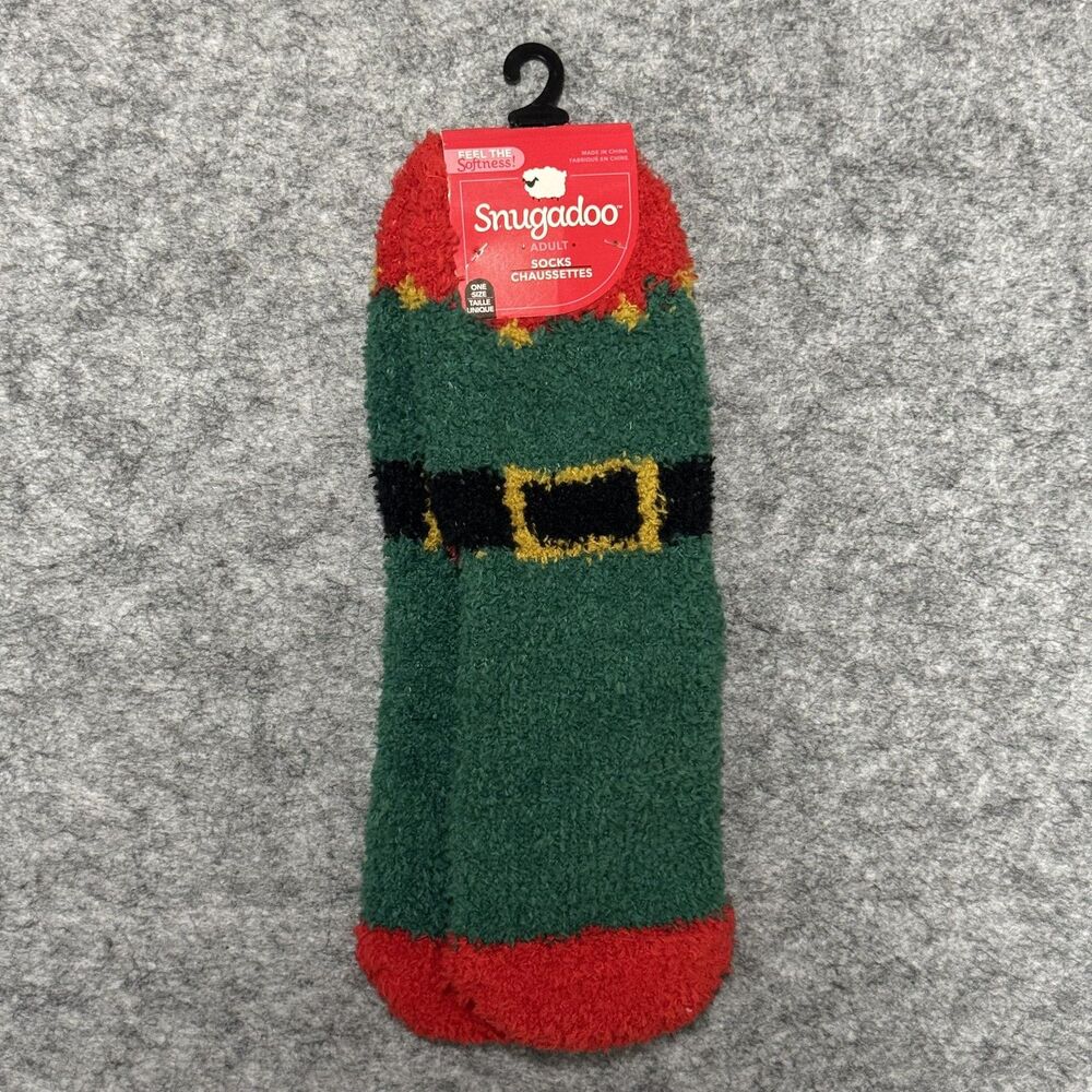 Snugadoo Socks Womens One Size Christmas Elf‎ Fuzzy Cozy Soft Warm Holiday Gift